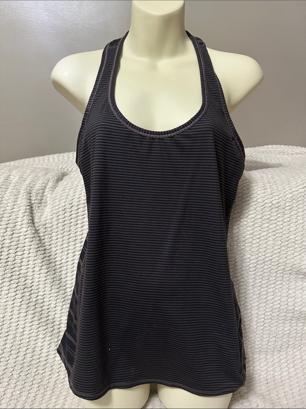 Athleta Black Striped Racerback Tank medium